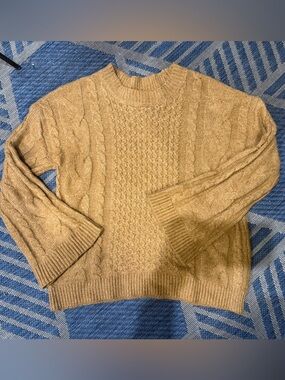 Francesca's Collections Cable Knit Sweater in Camel Tan